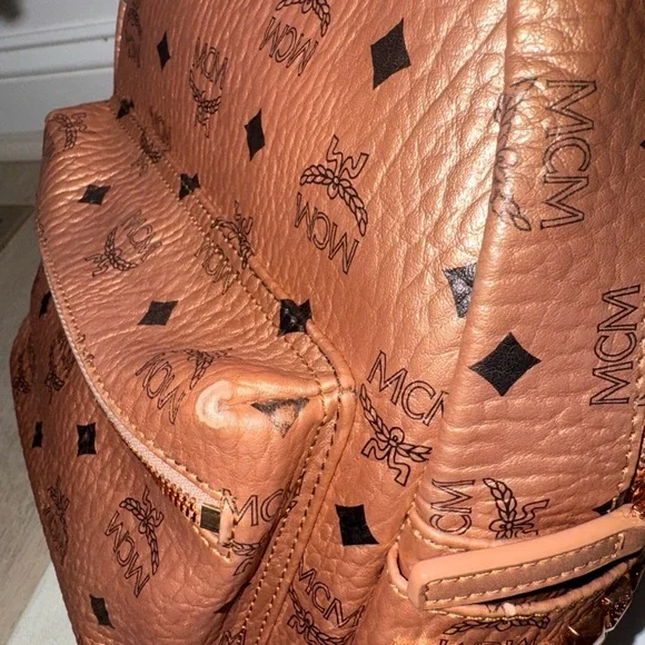 MCM Viestos Small Limited Edition Metallic Rose Studded Backpack $1080 - Picture 9 of 14